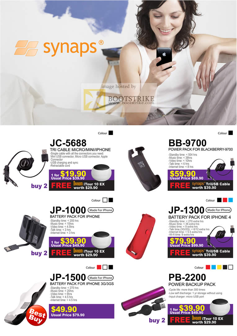 Sitex 2010 price list image brochure of Cresyn Synaps JC 5688 BB 9700 JP 1000 JP 1300 1500 PB 2200 Battery Pack IPhone Blackberry