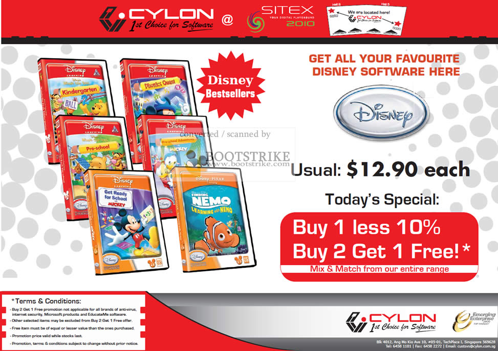 Sitex 2010 price list image brochure of Cylon Interactive Disney Learning Kids Software CD Finding Nemo Pre School Kindergarten