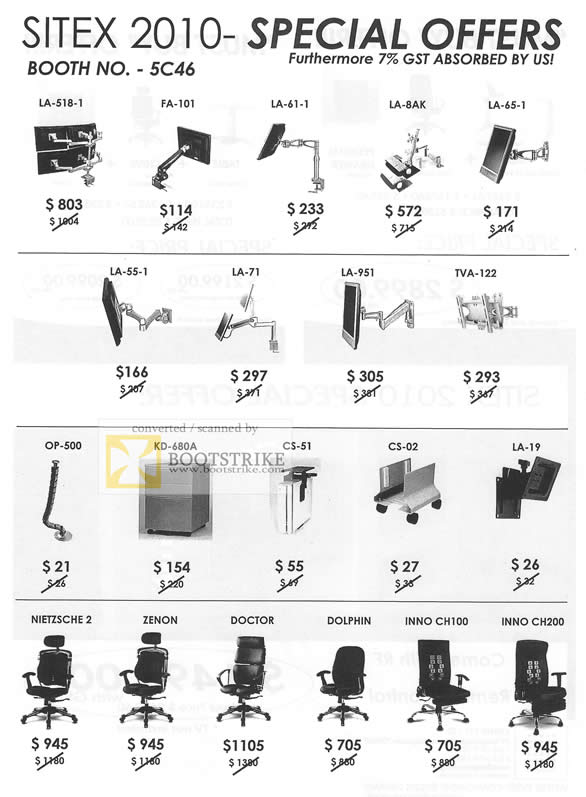 Sitex 2010 price list image brochure of Ewins Computer Chairs Monitor TV Holders