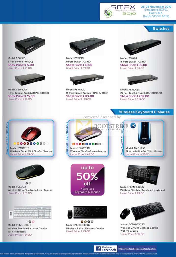 Sitex 2010 price list image brochure of Fida Prolink Switches PSW Wireless Keyboard Mouse PCML PML PCMO