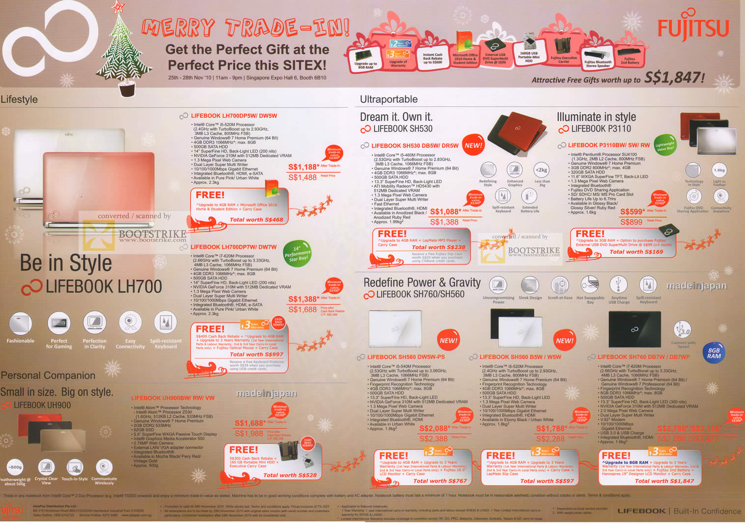 Sitex 2010 price list image brochure of Fujitsu Notebooks Lifebook LH700 SH530 P3110 SH760 SH560 UH900