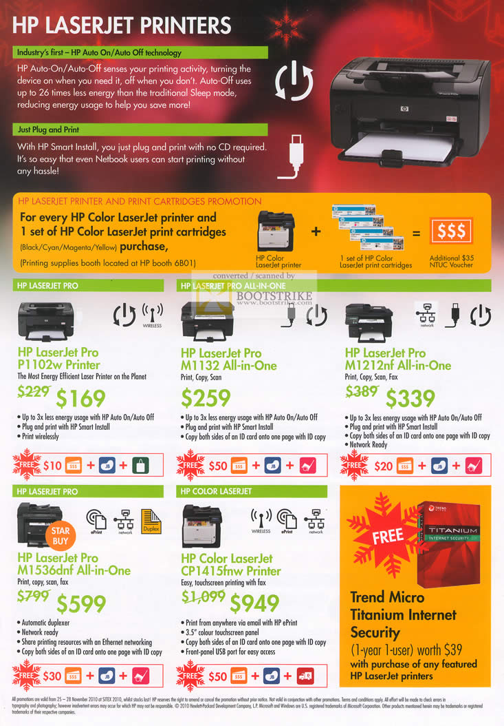 Sitex 2010 price list image brochure of HP Laserjet Laser Printers Pro P1102w M1132 M1212nf M1536dnf CP1415fnw