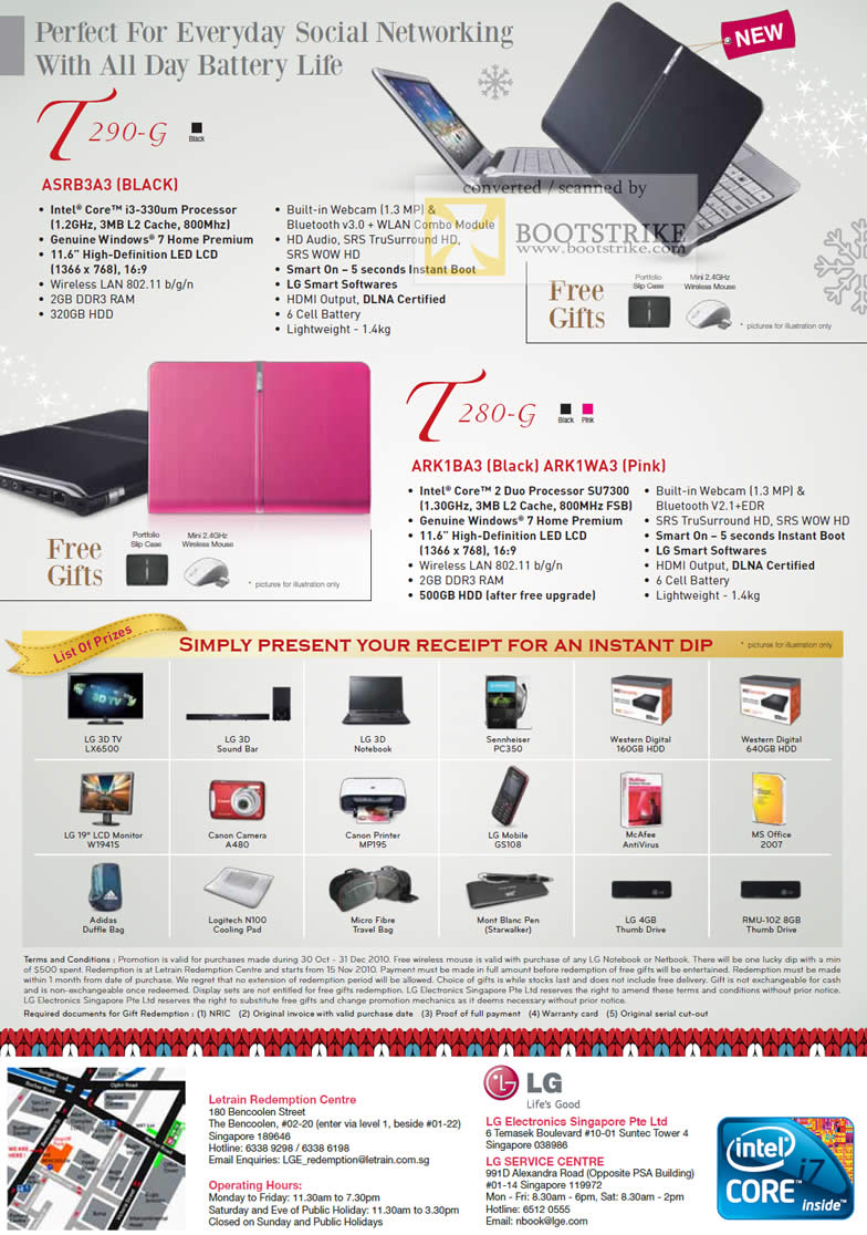 Sitex 2010 price list image brochure of LG Notebooks T290 G ASRB3A3 T280 G ARK1BA3 ARK1WA3 Instant Dip Lucky Draw