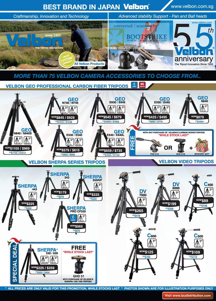 Sitex 2010 price list image brochure of Lau Intl Velbon Geo Professional Carbon Fiber Tripods Sherpa Video DV