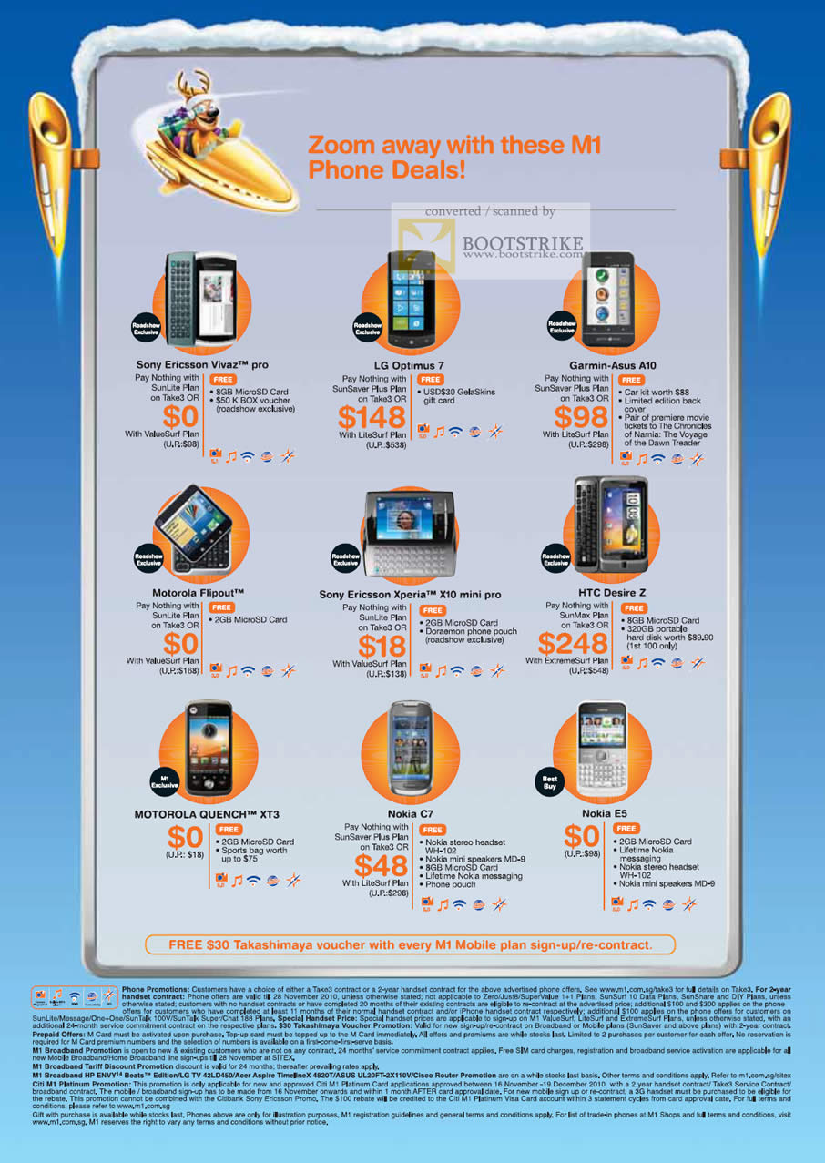 Sitex 2010 price list image brochure of M1 Mobile Phones Sony Ericsson Vivaz Gasmin ASUS A10 Nokia E5 C7 Motorola Quench HTC X10 Mini Pro