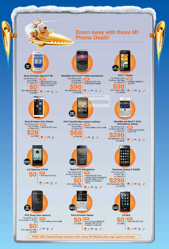 Sitex 2010 price list image brochure of M1 Mobile Phones Sony Ericsson Xperia Aspen Samsung Galaxy S LG Mini HTC Touch2 Snap Trophy Nokia E72