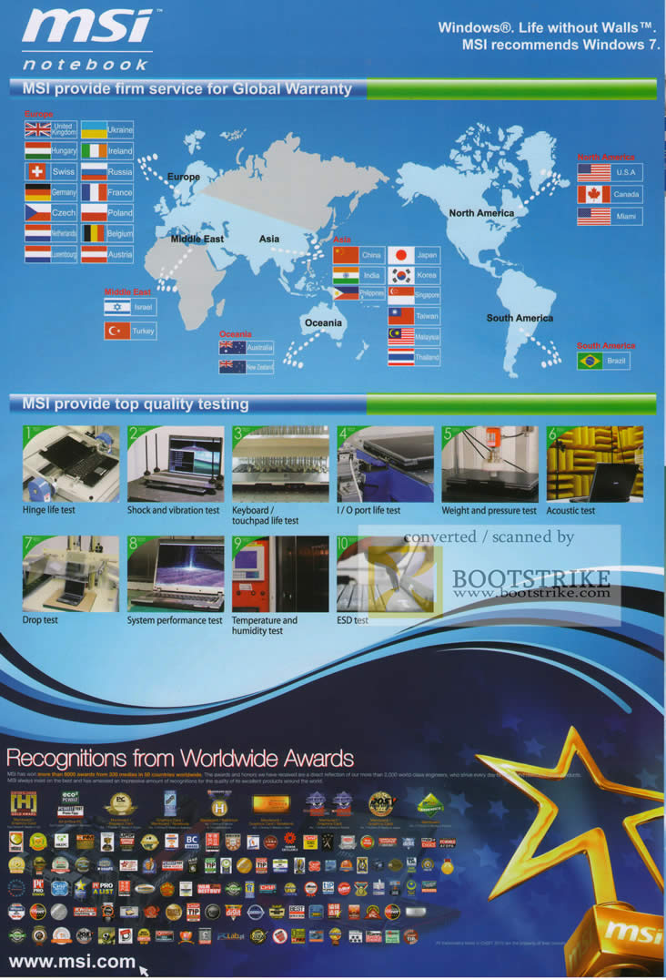 Sitex 2010 price list image brochure of MSI Global International Warranty Testing Awards