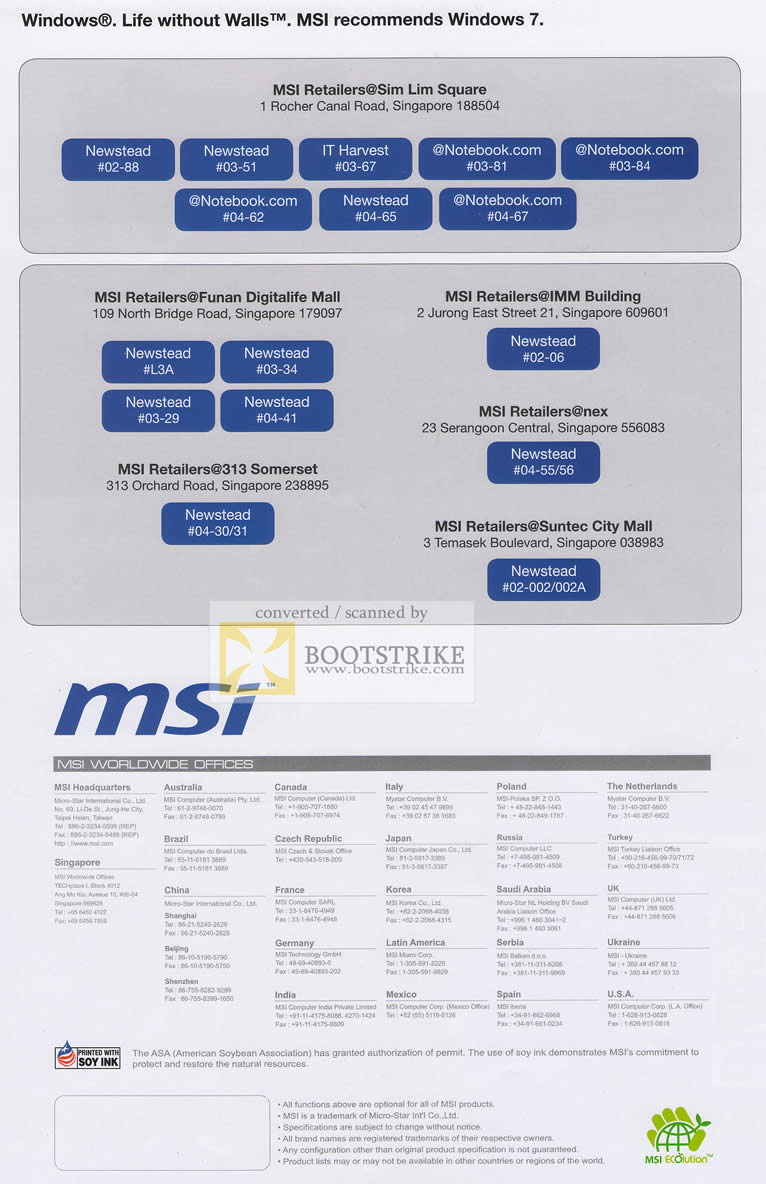 Sitex 2010 price list image brochure of MSI Retailers In Singapore Sim Lim Square Funan Somerset Suntec