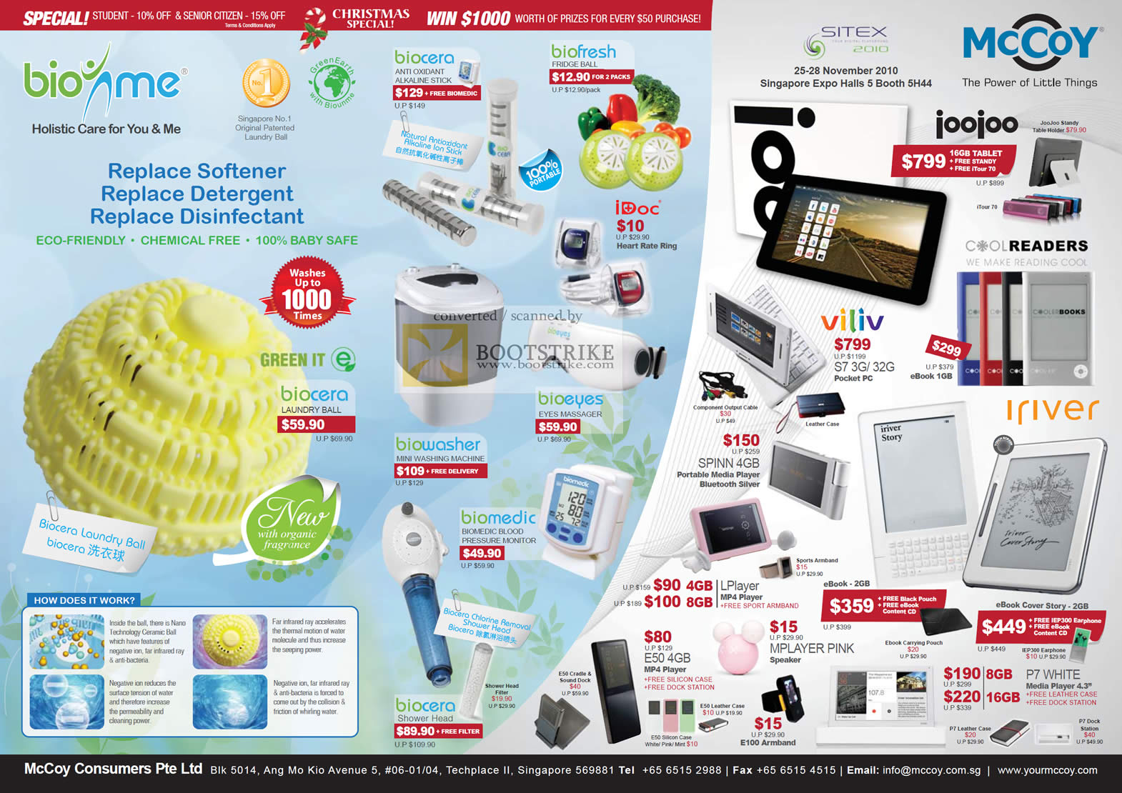 Sitex 2010 price list image brochure of Mccoy Biounme Biocera Biofresh Biowasher Biomedic Joojoo Coolreaders Viliv Iriver Mplayer Spinn