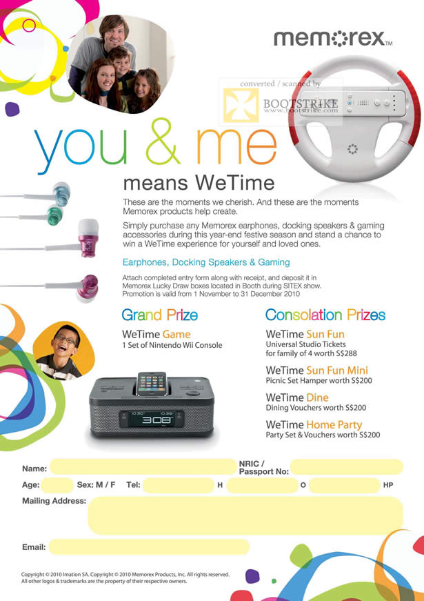 Sitex 2010 price list image brochure of Memorex WeTime Lucky Draw