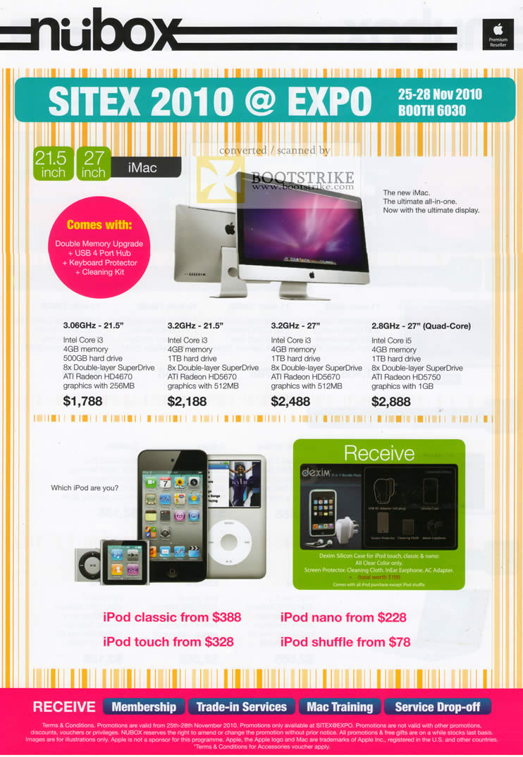 Sitex 2010 price list image brochure of Nubox Apple IMac IPod Classic Nano Touch Shuffle