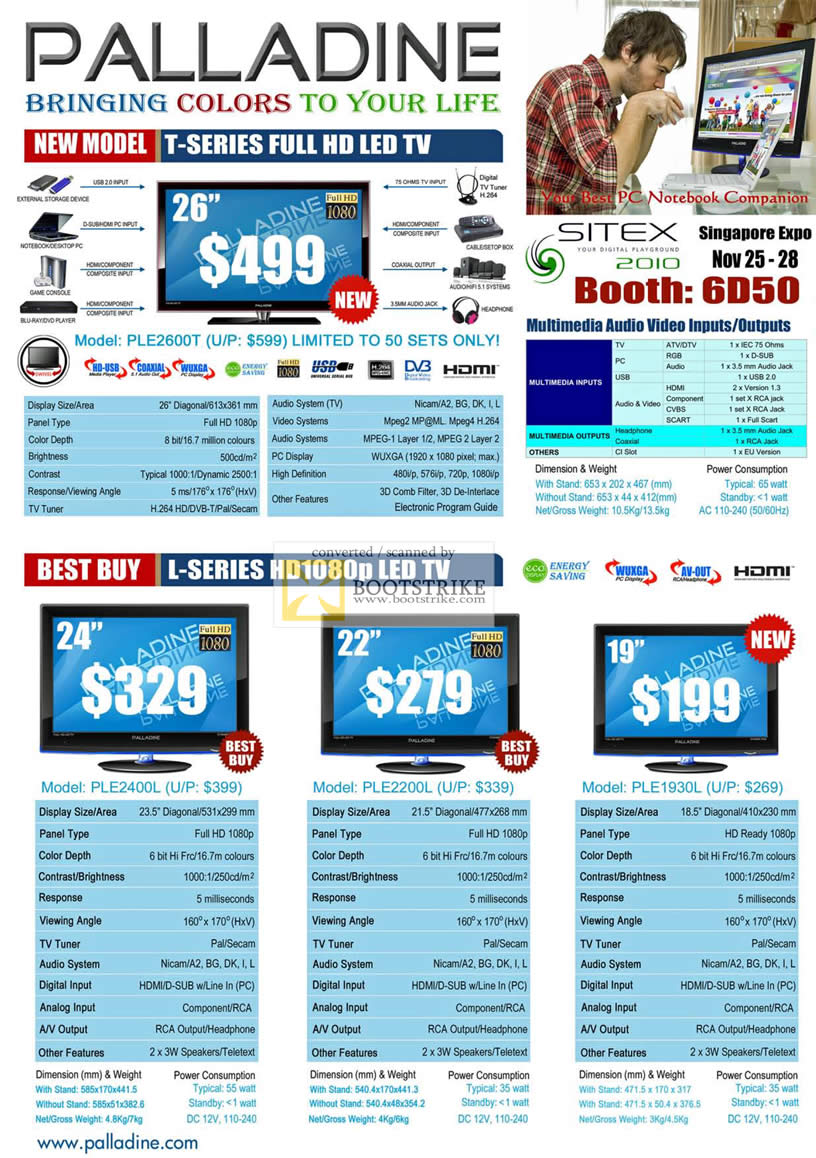 Sitex 2010 price list image brochure of Palladine LED TV T Series L PLE2600T 2400L 2200L 1930L