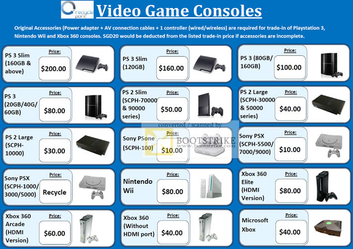 Sitex 2010 price list image brochure of Recycle Point Trade In Video Game Consoles PS2 PS3 Xbox 360