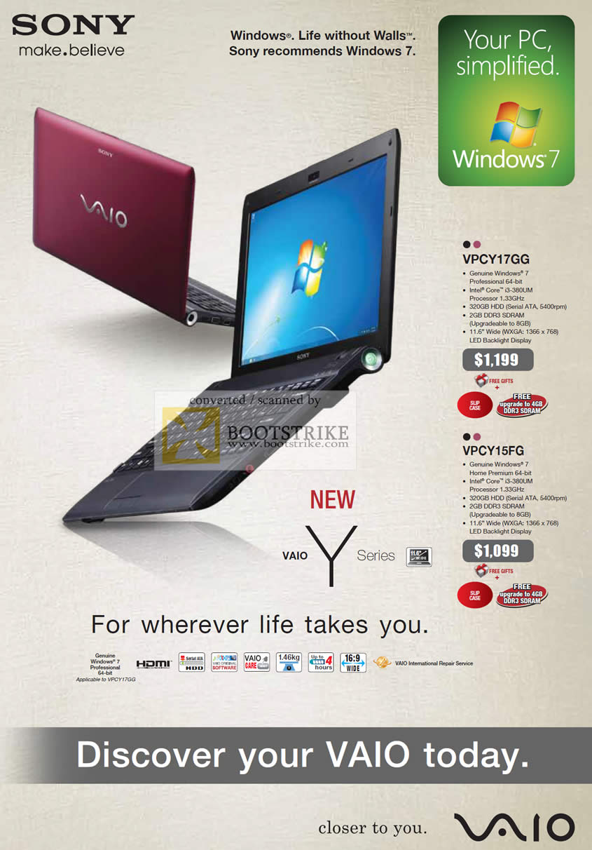 Sitex 2010 price list image brochure of Sony Notebooks Vaio Y Series VPCY17GG VPCY15FG