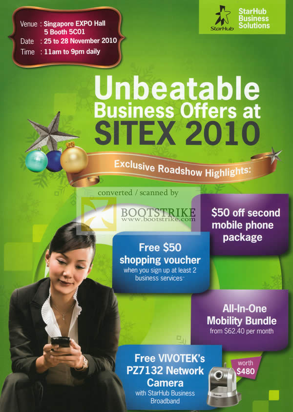 Sitex 2010 price list image brochure of Starhub Business Shopping Voucher Vivotek PZ7132 Network Camera