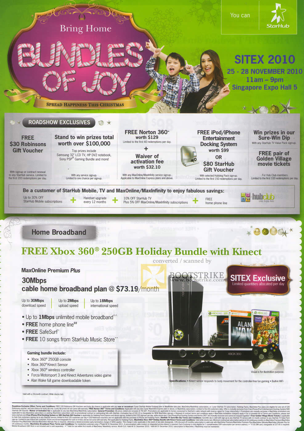 Sitex 2010 price list image brochure of Starhub Roadshow Exclusives Xbox 360 Kinect Maxonline Premium Plus