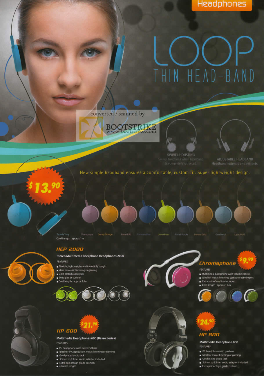 Sitex 2010 price list image brochure of The Headphones Gallery Sonicgear Headset HEP 2000 Chromaphone HP 600 800