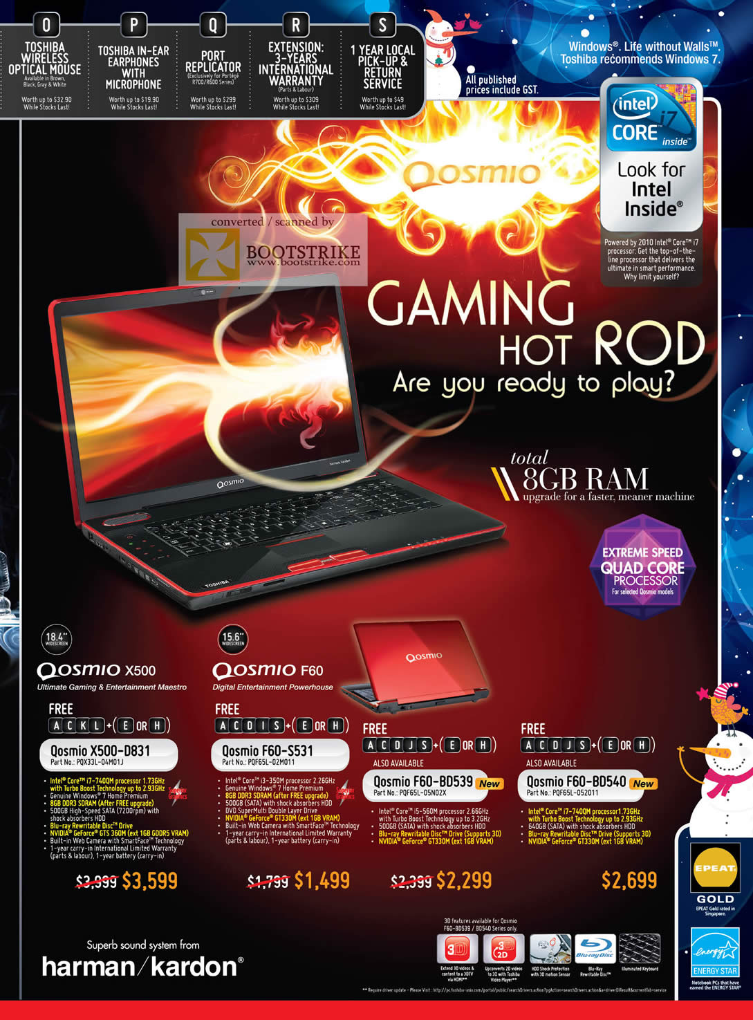 Sitex 2010 price list image brochure of Toshiba Gaming Notebooks Qosmio X500 D831 F60 S531 BD539 BD540 2