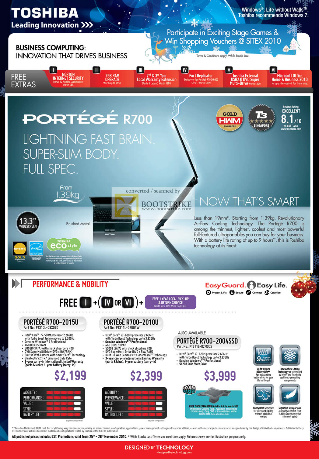 Sitex 2010 price list image brochure of Toshiba Notebooks Portege R700 2015U 2010U 2004SSD