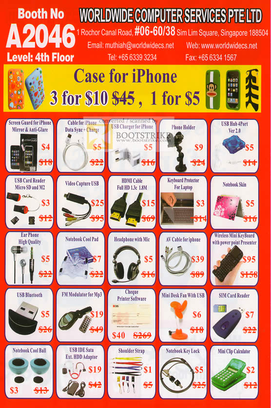 Sitex 2010 price list image brochure of Worldwide Computer Accessories Screen Guard Skin Card Reader Notebook USB Bluetooth SIM Card