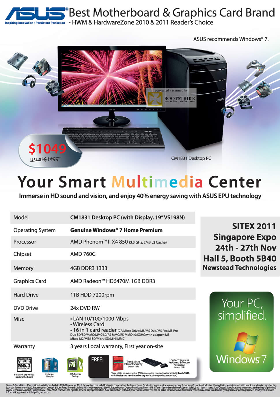 SITEX 2011 price list image brochure of ASUS Desktop PC CM1831 AMD