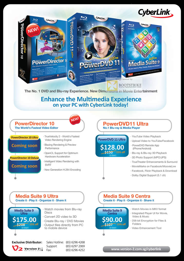 SITEX 2011 price list image brochure of Asia Radio Cyberlink Software PowerDirector 10, PowerDVD 11 Ultra, Media Suite 9 Ultra, Media Suite 9 Centra, DVD, Blu-Ray