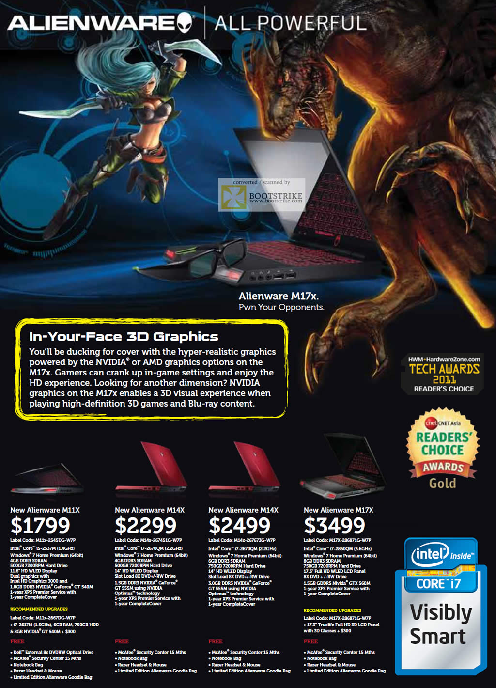 SITEX 2011 price list image brochure of Dell Notebooks Alienware M11X-2545DG-W7P, M14X-267451G-W7P, M14x-267673G-W7P, M17X-286871G-W7P