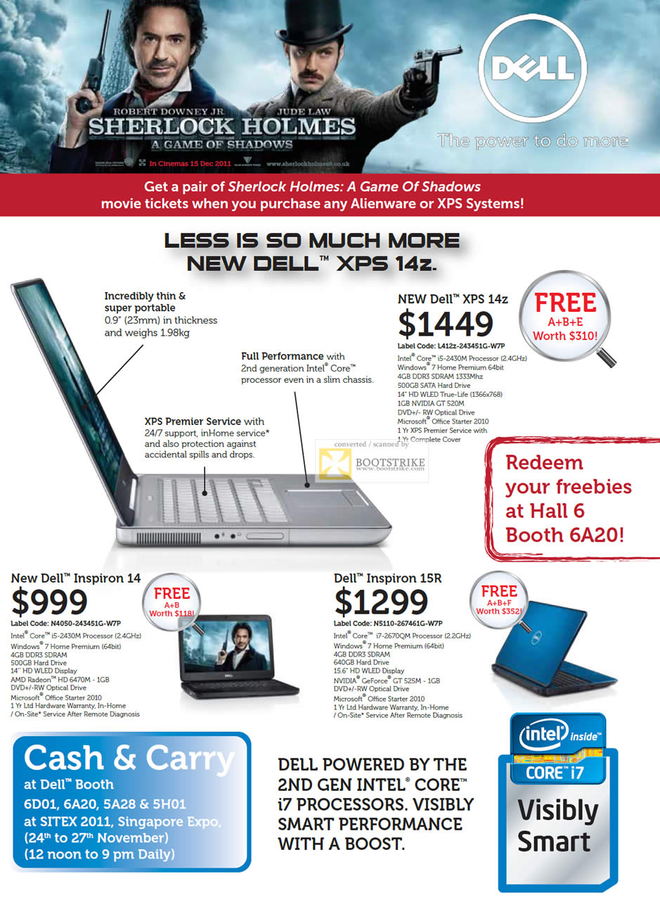 SITEX 2011 price list image brochure of Dell Notebooks XPS 14Z L412z-243451G-W7P, Inspiron 14 N4050-243451G-W7P, Inspiron 15R N5110-267461G-W7P