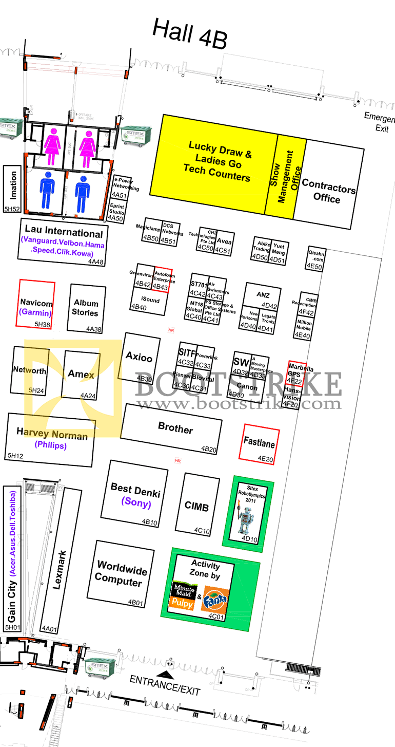 SITEX 2011 price list image brochure of Floor Map Hall 4B