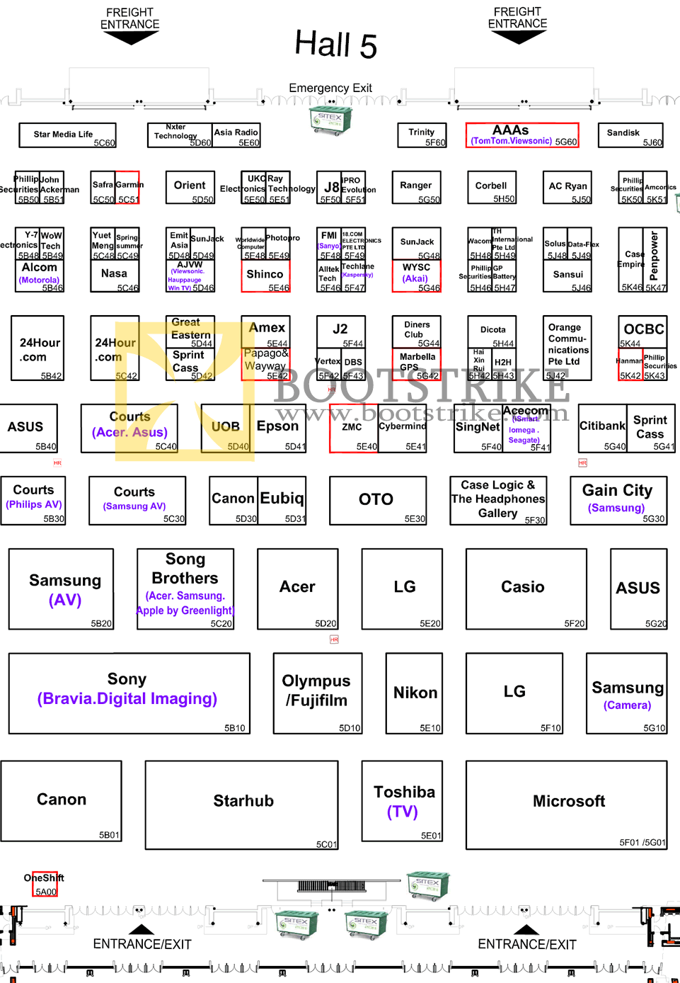 SITEX 2011 price list image brochure of Floor Map Hall 5