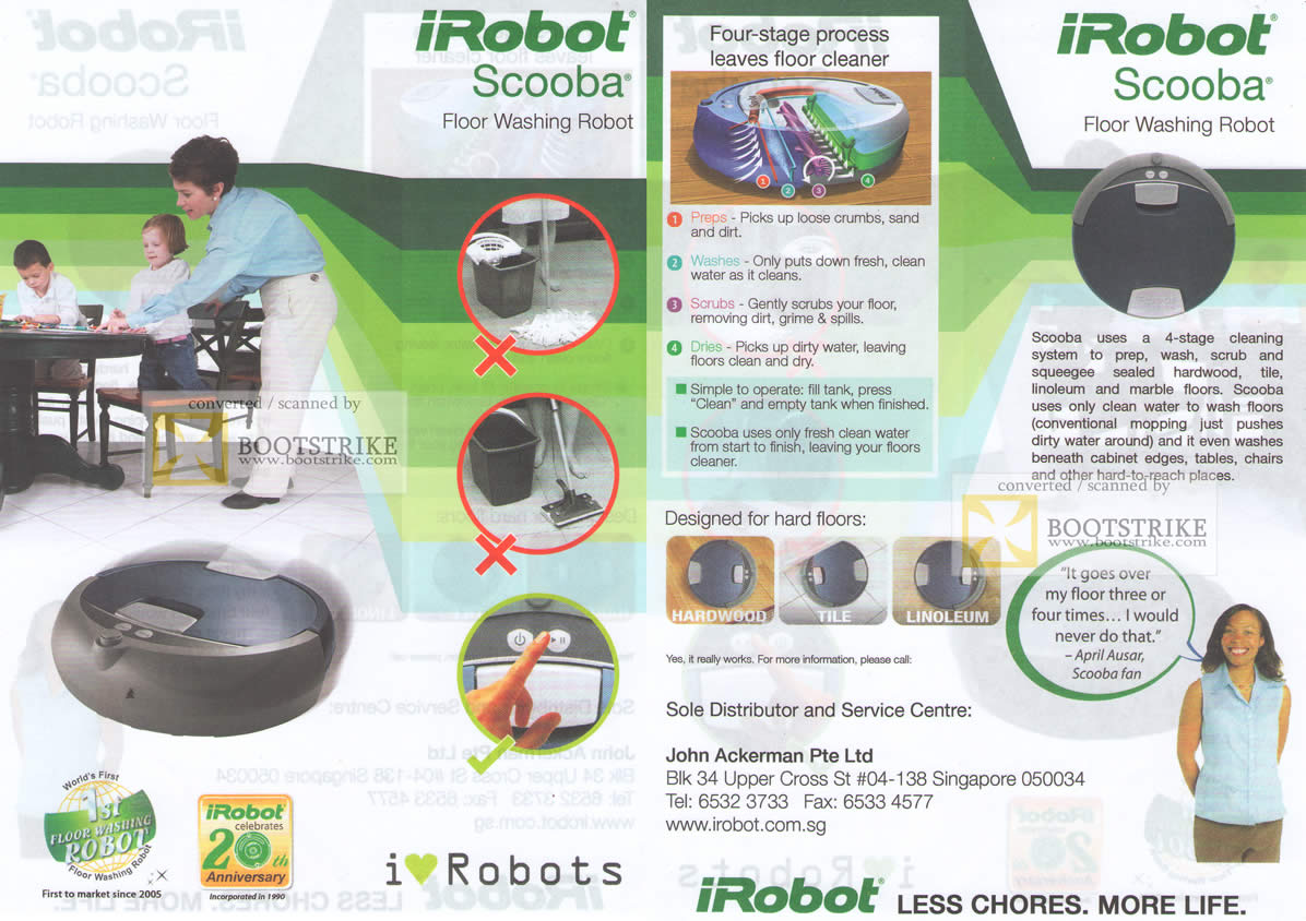 SITEX 2011 price list image brochure of John Ackerman IRobot Scooba Floor Washing Robot