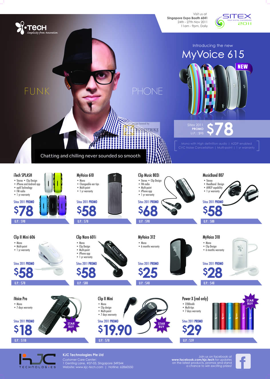 SITEX 2011 price list image brochure of KJC ITech MyVoice 310, 615, 610, 312, ITech Splash, Clip Music 802i, MusicBand 807, Clip II Mini 606, Clip Naro 601i, IVoice Pro, Power X