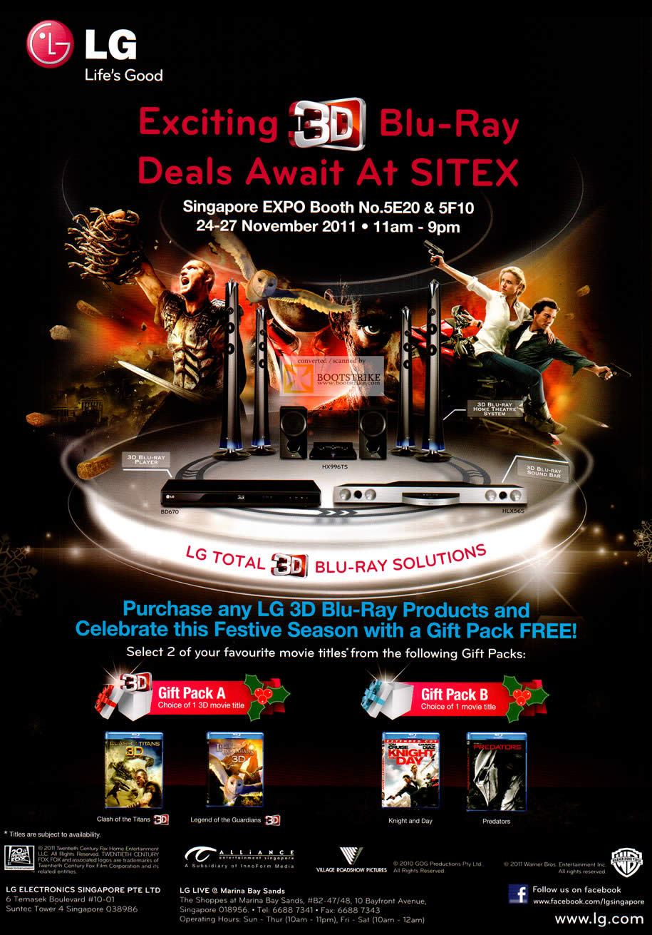 SITEX 2011 price list image brochure of LG 3D Blu-ray Gift Packs