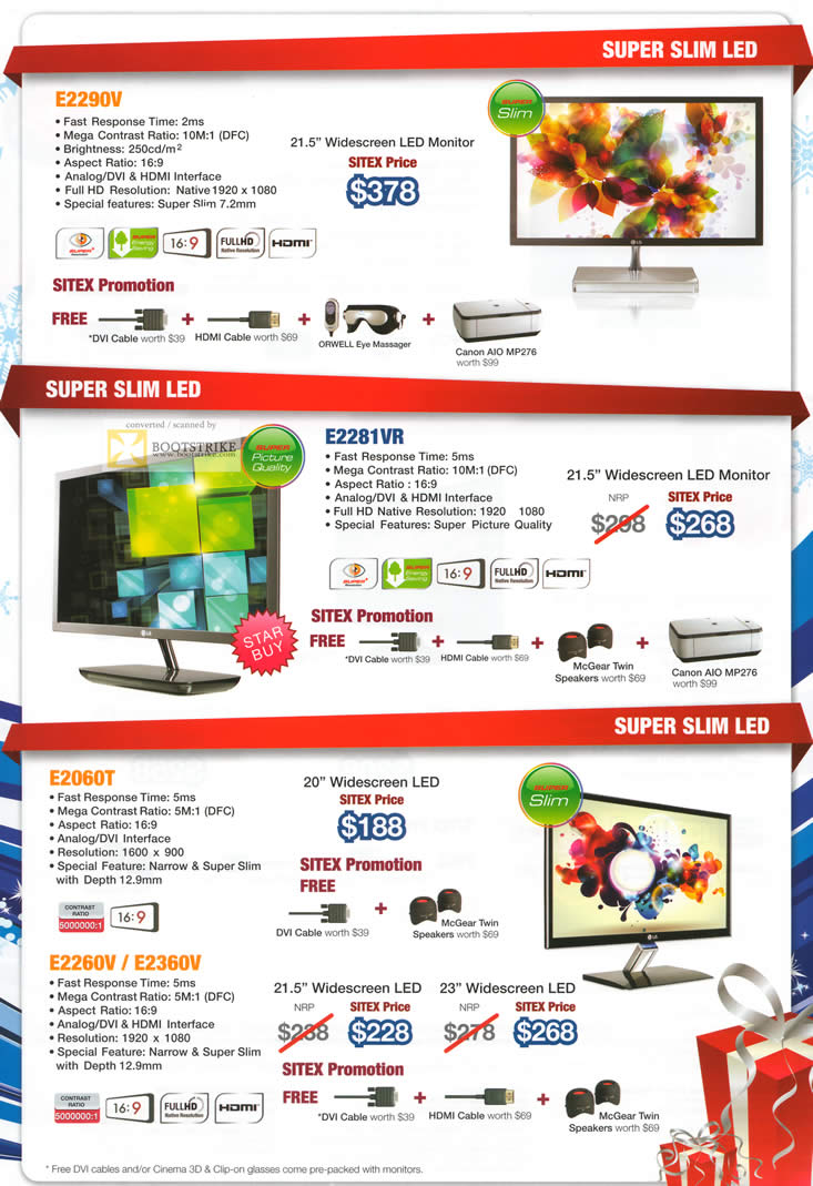 SITEX 2011 price list image brochure of LG Monitors LED E2290V, E2281VR, E2060T, E2260V, E2360V