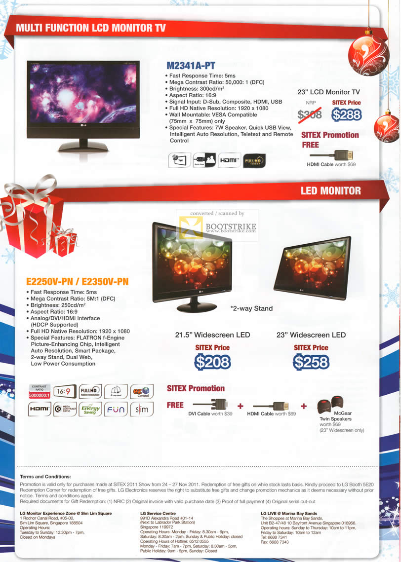 SITEX 2011 price list image brochure of LG Monitors M2341A-PT LCD Monitor TV, LED E2250V-PN, E2350V-PN