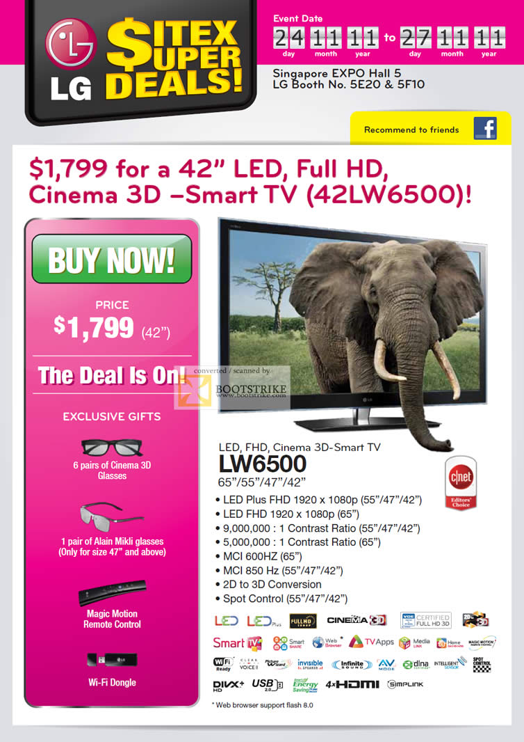 SITEX 2011 price list image brochure of LG TV LED 42LW6500