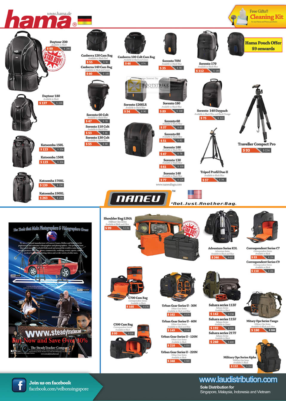 SITEX 2011 price list image brochure of Lau Intl Velbon Hama Bags, Daytour, Katoomba, Sorento, Canberra, Traveller, Naneu, Urban Gear, Sahara, Mitary Ops, Correspondent, Adventure