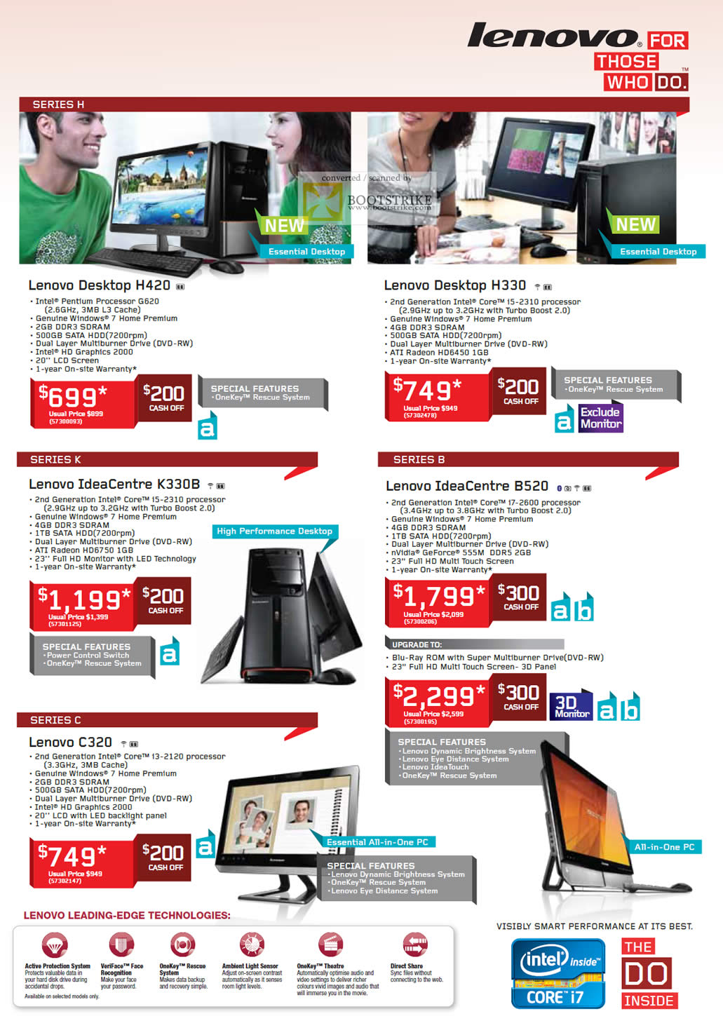 SITEX 2011 price list image brochure of Lenovo Desktop PC H420, H330, IdeaCentre K330B, B520, C320