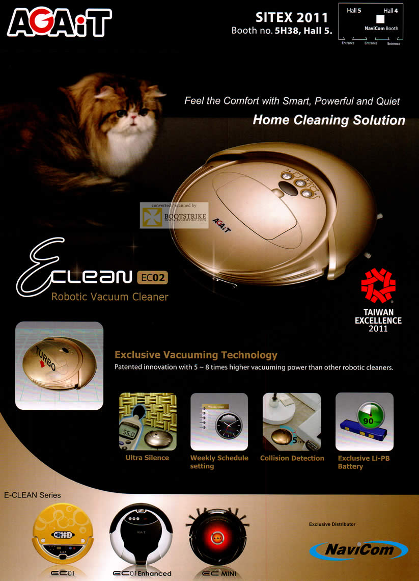 SITEX 2011 price list image brochure of Navicom Agait Eclean Vacuum Cleaners Features