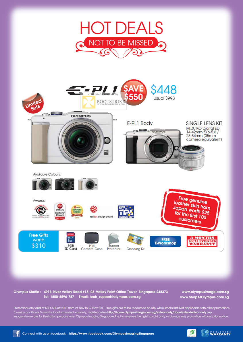 SITEX 2011 price list image brochure of Olympus Digital Cameras E-PL1, Single Lens Kit, Body