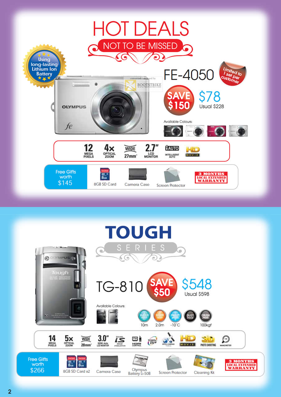 SITEX 2011 price list image brochure of Olympus Digital Cameras FE-4050, Tough TG-810