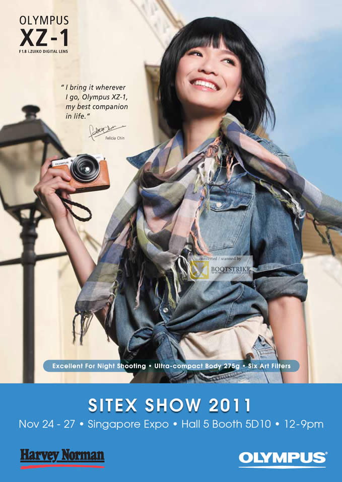 SITEX 2011 price list image brochure of Olympus Digital Cameras Harvey Norman XZ-1 Felicia Chin