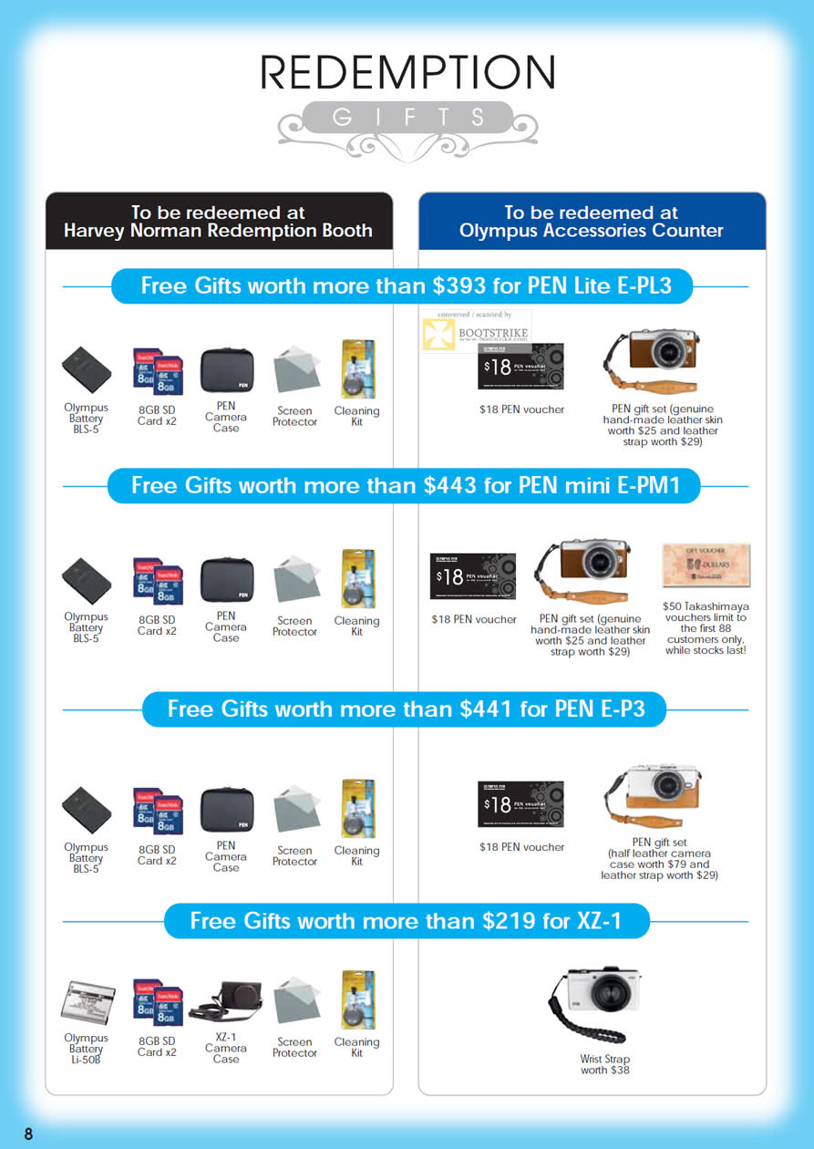 SITEX 2011 price list image brochure of Olympus Digital Cameras Redemption Free Gifts