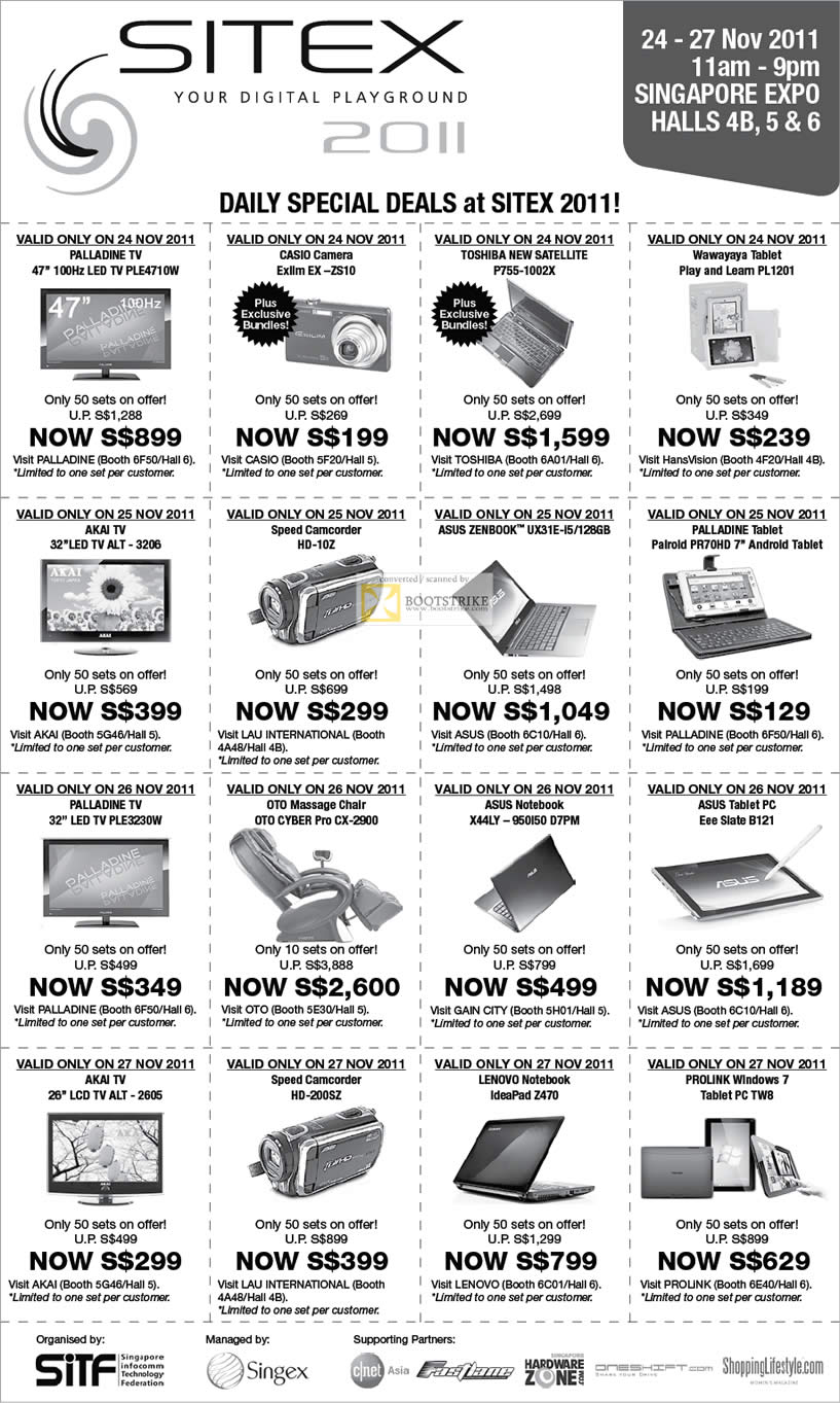 SITEX 2011 price list image brochure of SITEX 2011 Daily Special Deals