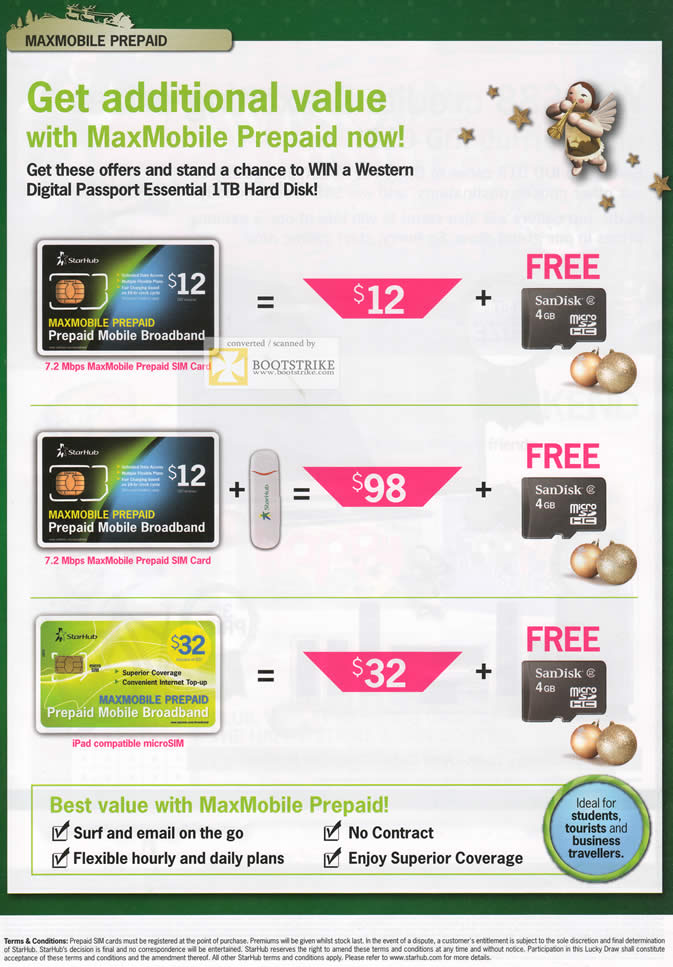 SITEX 2011 price list image brochure of Starhub Maxmobile Prepaid Broadband, Free Sandisk MicroSD Card