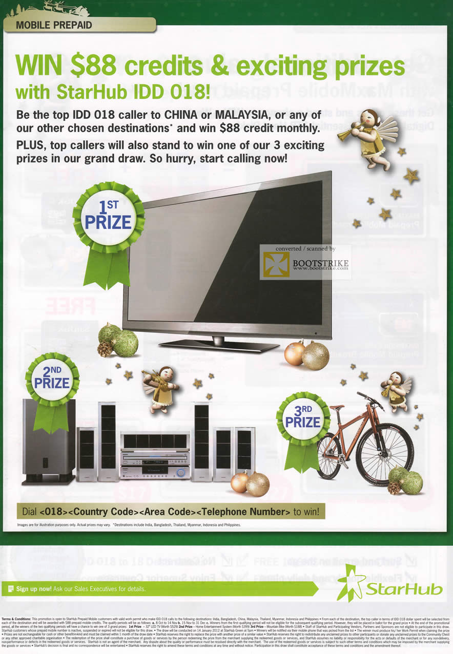 SITEX 2011 price list image brochure of Starhub Maxmobile Prepaid IDD 018 Monthly Draw