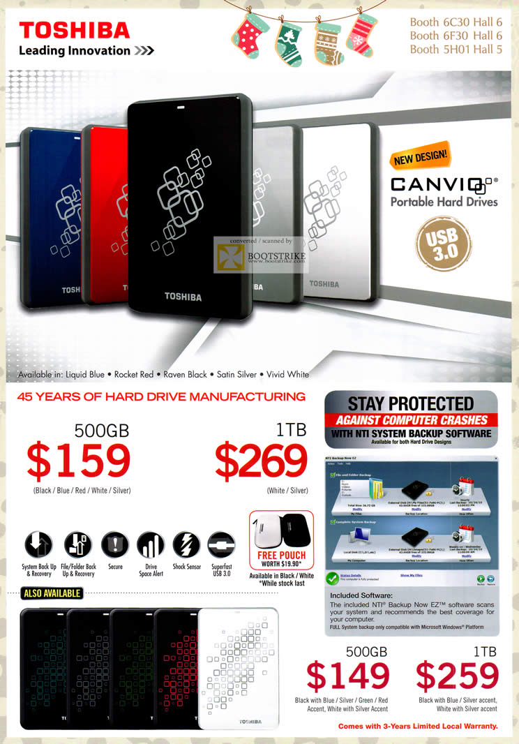 SITEX 2011 price list image brochure of Toshiba External Storage Canvio 500GB, 1TB