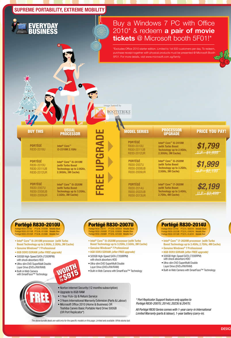 SITEX 2011 price list image brochure of Toshiba Notebooks Processor Upgrade Optiions