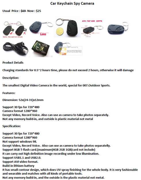 SITEX 2011 price list image brochure of Worldwide Computer Car Key Chain Spy Camera