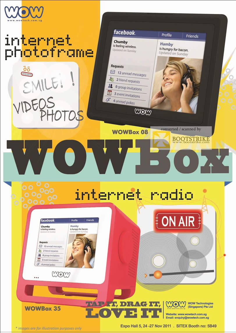 SITEX 2011 price list image brochure of Wow Tech Internet Digital Photo Frame WOWBox 08, Internet Radio WOWBox 35